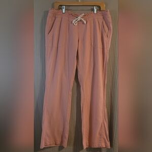 Roxy Women's Oceanside Wide Leg Linen Blend Pants in Dusty Pink Size Large